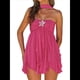 thumbnail image 1 of Vestido Mini Ajustado con Volantes, Estampado, Sin Mangas y Espalda Descubierta para Mujer. Rosa Roja M, 1 of 10