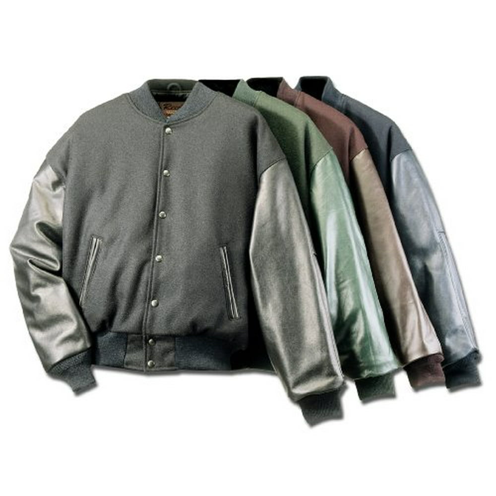 Reed Leather Made in Usa Varsity Leather/wool Jacket (BLACK, 3XL