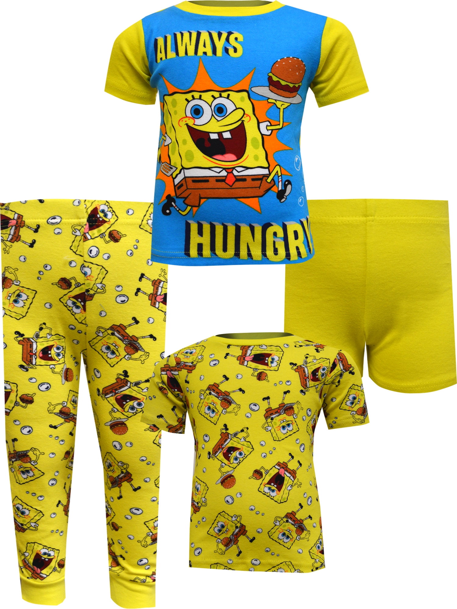 Spongebob Squarepants Always Hungry Cotton 4 Piece Pajamas