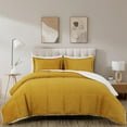 thumbnail image 2 of Chezmoi Collection Ultra-Soft Micromink Sherpa Queen Size Comforter Set with 2 Pillow Shams, Reversible Plush Bedding Comforter 3-Piece, Mustard Yellow, 2 of 8