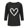 thumbnail image 4 of YUGYXL Womens 3/4 Sleeve Crew Neck T-Shirts Valentine's Day Spring Shirts Love Heart Printed Graphic Tees Black L, 4 of 5
