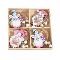 12 Pieces Spring Easter Wooden Ornaments Easter Egg Bunny Chick Carrot Butterfly Basket Happy Easter Cutouts Wooden Hanging Ornament Spring Easter Hanging Ceiling Decoration
