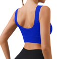 thumbnail image 7 of Womens Yoga Sports Bras Stretch Athletic Ribbed Tank Top Bralettes Scoop Neck Wireless Push Up Bra 32BC, Blue, 7 of 7