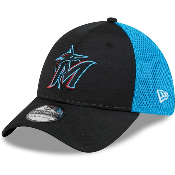 Men's New Era Black Miami Marlins Neo 39THIRTY Flex Hat