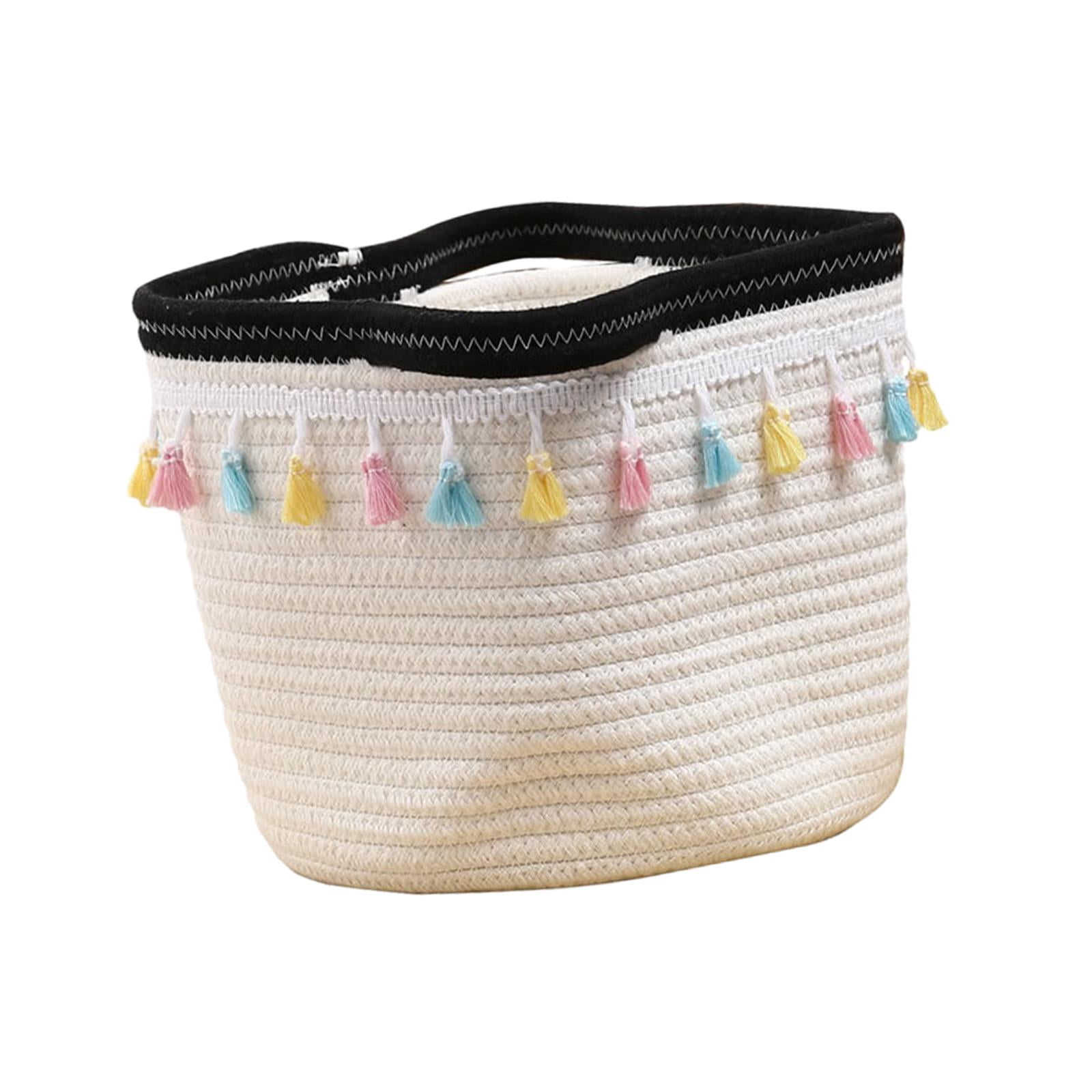 TISHITA Cotton Rope Storage Basket Baby Nursery Bin Portable Nordic Blanket Basket Laundry Hamper for Comforters Shoes Toiletry Socks