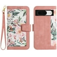 thumbnail image 3 of Allytech for Google Pixel 8 Wallet Case, Premium PU Leather Cards Slots Shoulder Strap Hand Wrist Fashion Floral Pattern Wallet Phone Case for Google Pixel 8 - Pink, 3 of 14