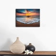 thumbnail image 2 of Beach Sunset Canvas Wall Art, Ocean Wave Print, Coastal Landscape Artwork for Living Room Bedroom Bathroom Decor, Ready to Hang, 2 of 6