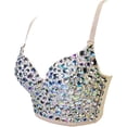 thumbnail image 2 of Women's Bustier Crop Top Corset Top Push up Rhinestone Diamond Bra Club Party Vest with Detachable Straps, 2 of 4