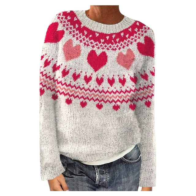 Suéter de cuello redondo para mujer, informal, estampado, manga larga, cuello redondo, abrigos, suéteres, suéter para mujer