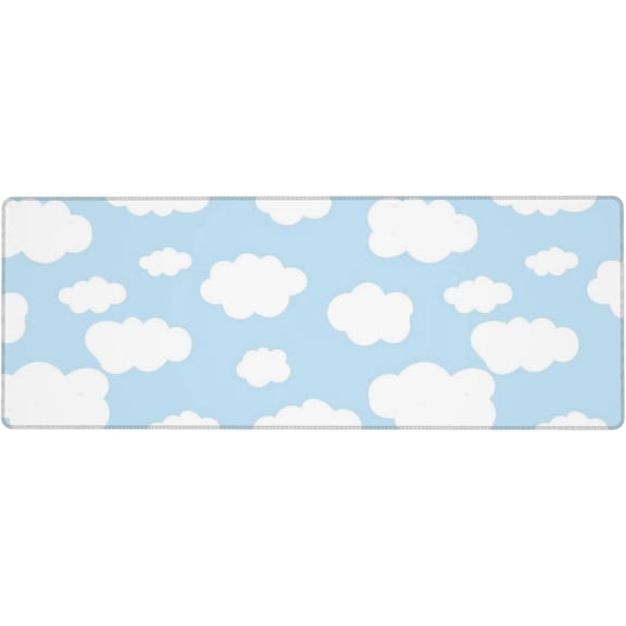 Cartoon Clouds Pattern Large Gaming Mouse Pad Non Slip Rubber Mouse Mat Desk Pad Long Extended Keyboard Pad 31.5x11.8