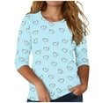 thumbnail image 3 of Aofany Womens Plus Size Tops 3/4 Sleeve Fall Women's Casual Print Tunic Top Crewneck Loose Comfy T-Shirts, 3 of 6