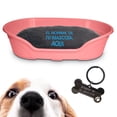 thumbnail image 1 of KE WOOW Cama Mediana modelo premium para Perro, Gato, Conejo y otras Mascotas, Cesta de Plástico, Incluye Colchón Doble Cara con funda, lavable y Placa de Identificacion Personalizados, Color Rosa KE WOOW Cama Plana con colchón personalizado, mediana, 1 of 10
