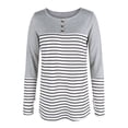thumbnail image 4 of Idoravan Long Sleeve Shirts for Women Women's Casual Fashion Round Neck Striped Print Round Neck Long Sleeve T-Shirt Top Blouse, 4 of 6