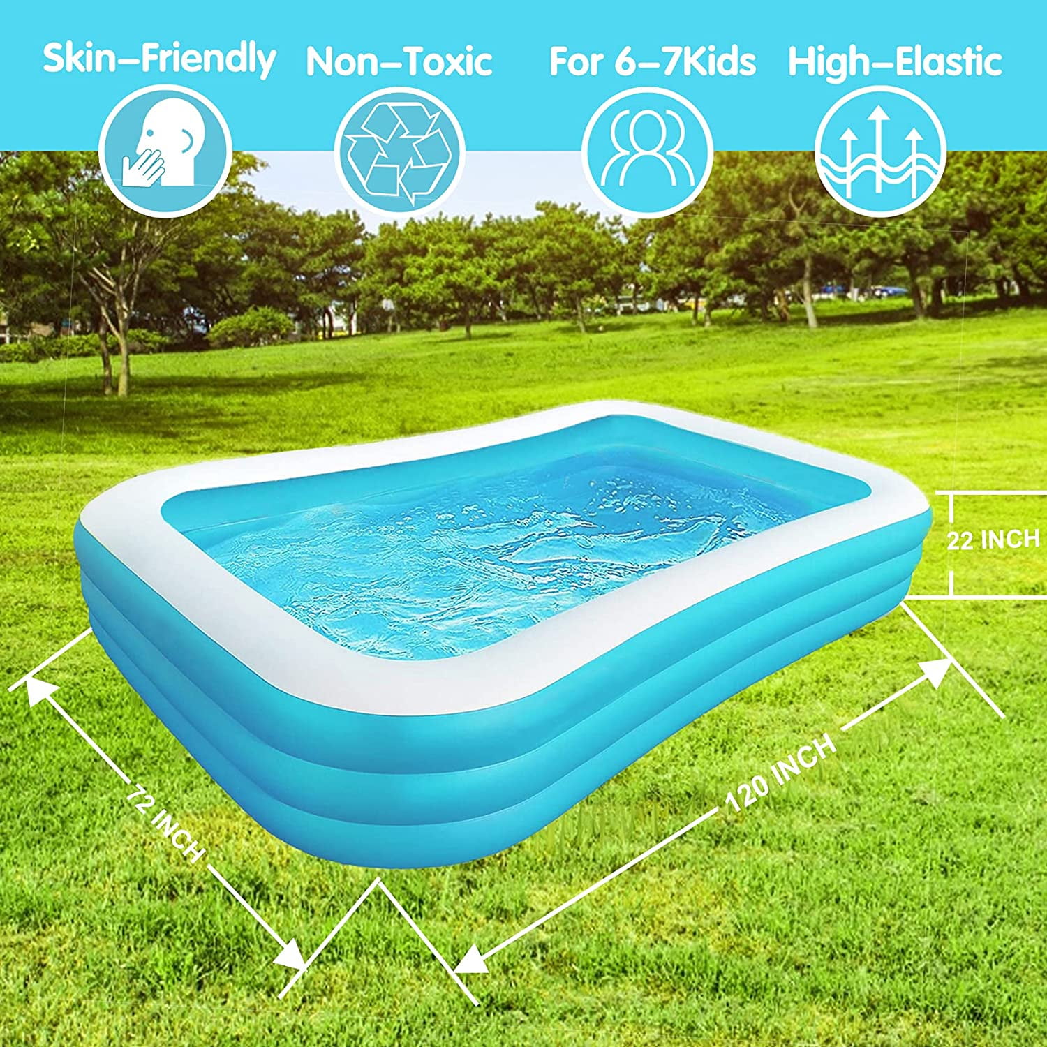 Details about   10 Ft x 72" Kids Children Inflatable Swimming Pool Large Family Summer Outdoor 