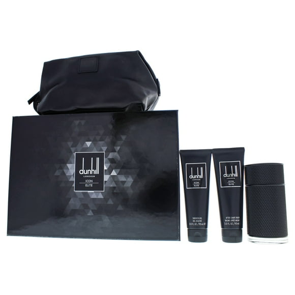 Icon Elite de Dunhill for Men - 4 PC Gift Set 3.4oz EDP Spray, Gel de ducha de 3 oz, 3 oz después del bálsamo de afeitado, bolsa Dunhill Dunhill