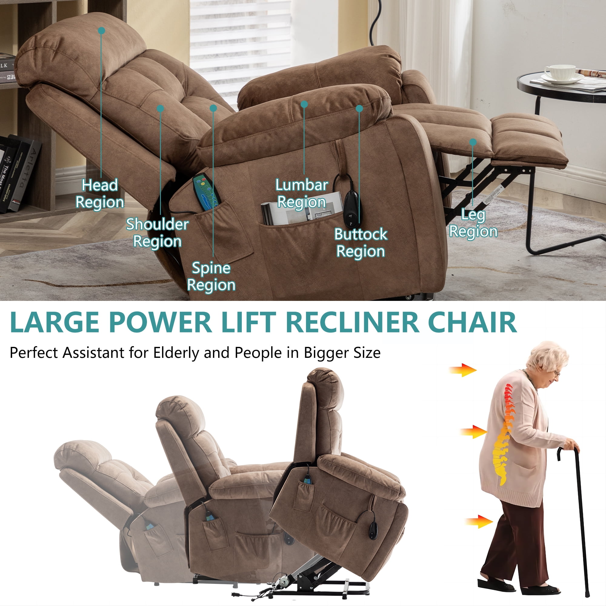 uhomepro Oversized Massage Recliner Chair with Heat Large