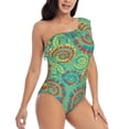 thumbnail image 3 of Gukieu Colourful Tie Dye Print One-shoulder Ruffled One-piece Swimsuit with Removable Chest Pads and Tummy-control Swimsuit for Women-X-Large, 3 of 6