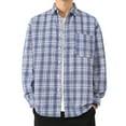 thumbnail image 2 of Wyobmus Long Sleeve Flannel Shirt for Men Long Sleeve Checkered Print Blouse Loose Fit Youth Button Down Casual Plaid Collared Shirt A-Blue, 2 of 5