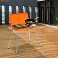 thumbnail image 4 of Outdoor Gas Grill with Stand, Orange, 5860 BTU x 2, High-Quality Steel Construction, Foldable Windscreen, Ideal for 3-7 Person Groups, 4 of 20