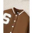 thumbnail image 4 of Kucnuzki 13 Years Big Girls Winter Outfits 14 Years Youth Teen Kids Clothes Long Sleeves Letter Embroidery Baseball Jacket Coat Plaid Pleated Skirts Set 2pcs Clothing Brown, 4 of 8