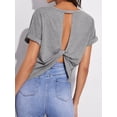 thumbnail image 2 of Womens Round Neck Cutout Twisted Back Short Sleeve Tee Summer Blouse For Women, 2 of 5