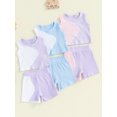 thumbnail image 4 of Elippeo 2Pcs Baby Girl Summer Outfits 9 12 18 24 Months 3 4 Years Sleeveless Patchwork Tank Tops + Shorts Set Toddler Clothes, 4 of 10