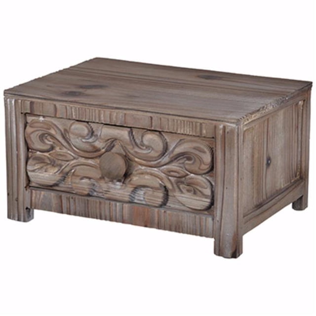 Benzara BM154460 Utterly Classic Fir Wood Tabletop Drawer, Brown