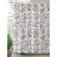 thumbnail image 2 of Haze Blue Leaf Long Shower Curtain Set, Waterproof Shower Curtains for Bathroom, Retro Farmhouse Plant Floral Branch Washable Fabric Cloth Bath Curtain for Bathtub Decoration with Hooks 72x84 Inches, 2 of 6