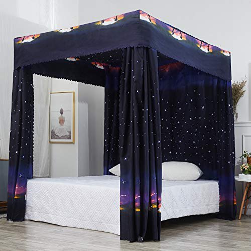 Toldo de cama Mengersi Galaxy Star para cama de matrimonio negro