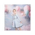 thumbnail image 2 of Girls Dress Blue Crewneck Pearl Tweed Elegant Vintage Long Sleeve Casual 6 Years, 2 of 9
