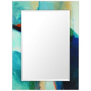 Empire Art Direct TAM-107234-4030 'Sky' Rectangular Beveled Mirror on Free Floating Printed Tempered Art Glass