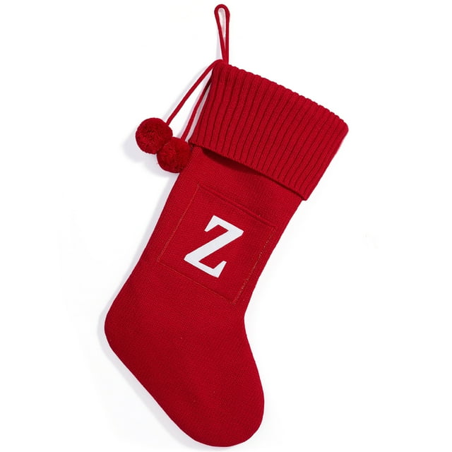 Maoww Décorations de Tricot pour Arbre de Noël Arbre Unique Tricot Alphabet de Noël Rouge Z