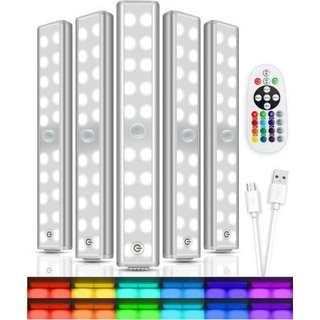 

Under Cabinet Lighting Under Counter Lights For Kitchen 5 Packs 48 Led 15 Color Temps Dimmable Battery Operated Rgb Lights With Remote Wireless Closet Lights For Bedroom Wardrobe Stair