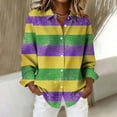 thumbnail image 2 of Sexlip Womens Mardi Gras Color Block Shirt Long Sleeve Design Quick Dry Fabric Relaxed Silhouette for Daily Errands Yellow L, 2 of 9