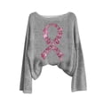 thumbnail image 3 of RXMEKW Chandail Graphique pour la Journée de Sensibilisation au Cancer du Sein pour Femmes, Col Rond, Manches Longues, Tricoté, 95 % Polyester 5 % Spandex, Noir, 3 of 4