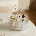thumbnail image 1 of Caja organizadora de joyas giratoria con tapa | Estuche para guardar anillos, collares, pendientes y pulseras | Bandeja giratoria de 3 niveles para joyas, ideal para el hogar y el escritorio, 1 of 8
