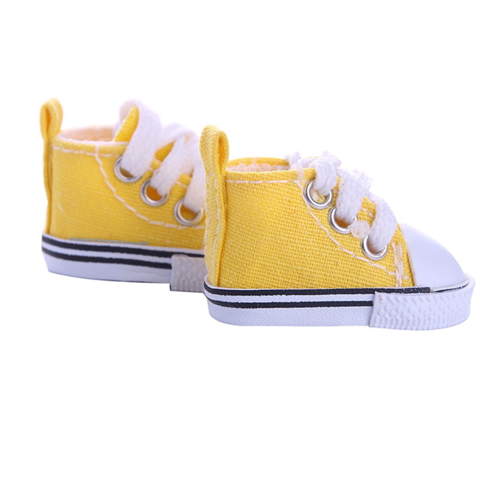 Zapatos De Lona Para Muñecas De 60 Cm | Con Cordones | Color Amarillo | Accesorio Para Muñecas Articuladas