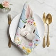thumbnail image 2 of Light Blue Easter Cloth Napkins, Spring Easter Bunny Eggs Floral Wooden Washable and Reusable Dinner Napkins Set of 6, Table Napkin for Kitchen Party Birthday Wedding Hotel Housewarming 20"x20", 2 of 9