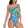 thumbnail image 3 of Sikiie Rainbow Glitter Print Women One Piece Swimsuits Tummy Control One Shoulder Bathing Suits Ruffle Swimwear, From S to XXL-Small, 3 of 6