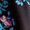 Black, variant on Floral Pattern Shirred Neck Dress for Women Above Knee Length Navy Small