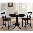 thumbnail image 2 of 36" Round Counter Height Table with 12" Leaf and 2 X-back Stools - Black - 3 Piece set, 2 of 2