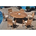 thumbnail image 6 of 7-Piece Teak Dining Set: 72" Round Table + 6 Wave Stacking Arm Chairs, 6 of 10