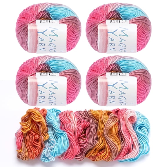 NORVIAN 4 Skeins 100% Acrylic Vibrant Ombre Yarn, #4 Worsted,50g(1.76oz),120m(131yds),The Lily Lakefront