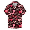 thumbnail image 2 of Valentine's Day Mens Shirt, Heart Print Shirt Men, Men's Valentine's Day Printed Shirts Casual Short Sleeved Lapel Shirt Tops, 2 of 5