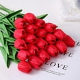 thumbnail image 3 of Xiao Hua 8 artificial tulip flowers with real touch PU tulip flower bouquet suitable for home, office, party, wedding decoration (red), 3 of 4