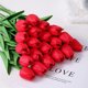 thumbnail image 3 of Nvzi 8 tulipanes artificiales con tacto real, ramo de tulipanes de PU ideal para el hogar, la oficina, fiestas y decoración de bodas (rojo)., 3 of 5