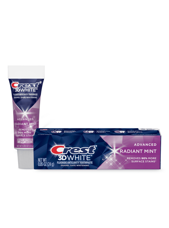 Crest 3D White Advanced Radiant Mint, Teeth Whitening Toothpaste, .85 oz
