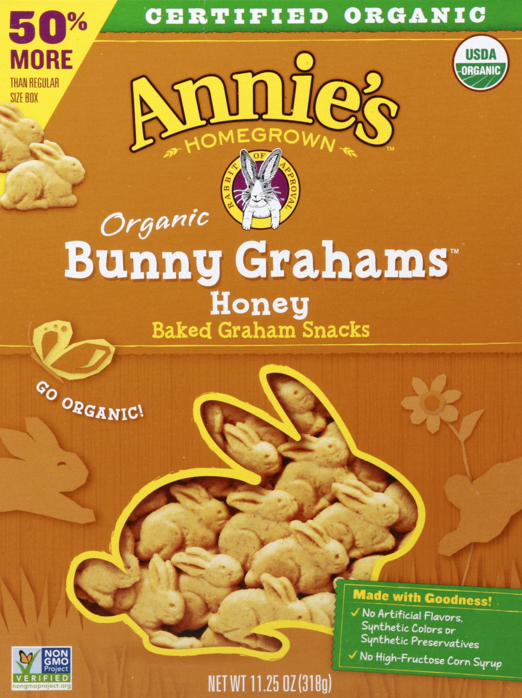 Annie's Organic Snack Crackers, Bunny Grahams, Honey, 11.25 oz