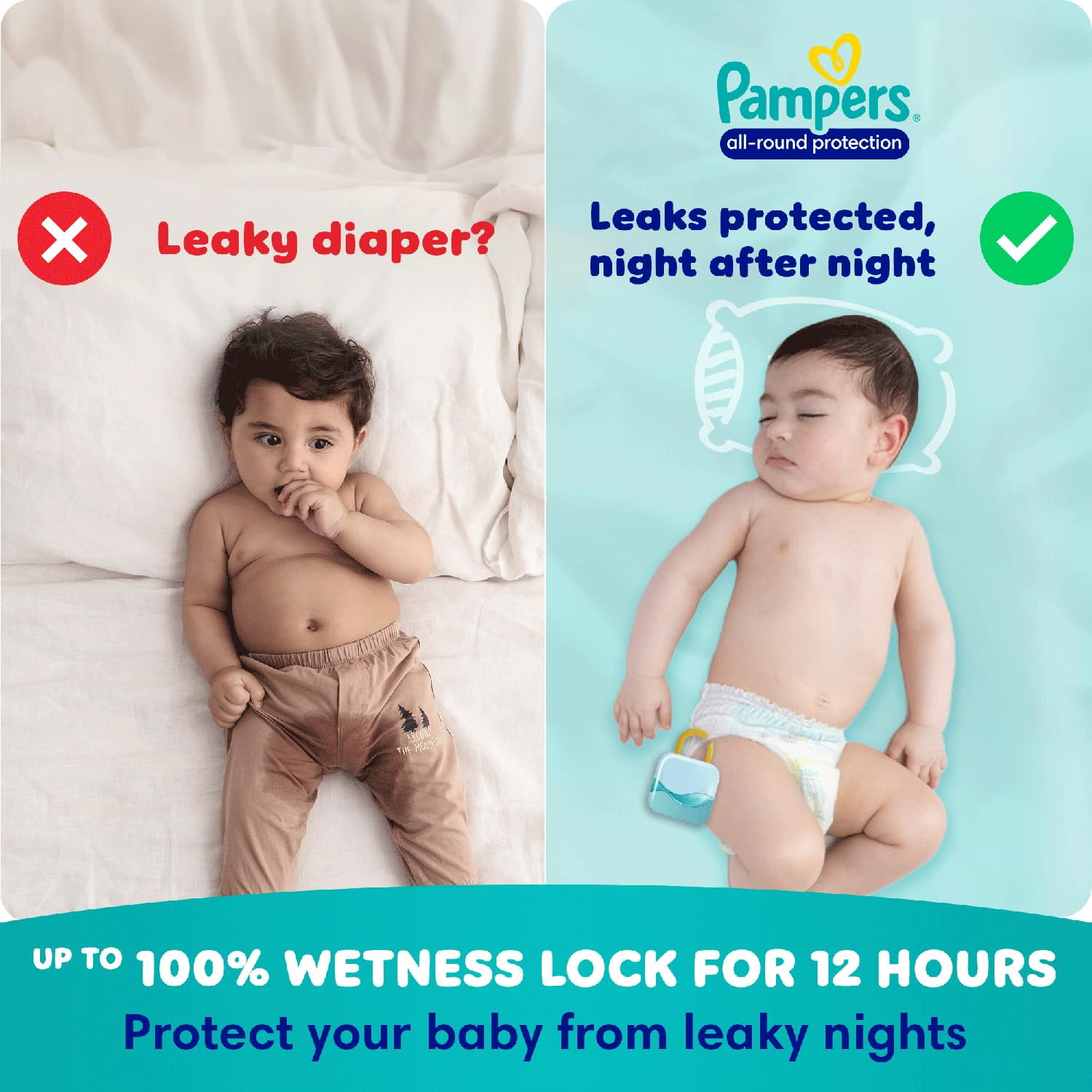 Pampers All Round Protection Pant Style Baby Diapers Large for 9-14kg, 64 Count