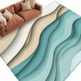 thumbnail image 3 of 6x9Ft Area Rugs Teal Brown Ombre Non-Skid Rubber Backing Large Rectangle Rugs - Living Room Bedroom Home Office, Modern Abstract Moire Art Geometric Indoor Floor Mat Carpets Washable Rug, 3 of 9